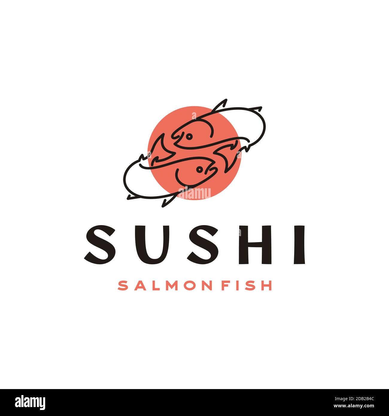 Line Art Salmon, sushi, Poke Bar Logo design inspiration vector Stock Vector