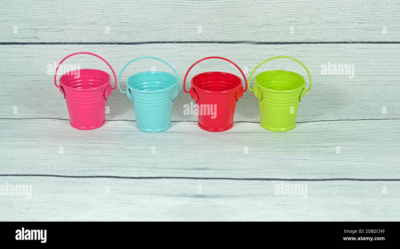 Color decorative buckets Stock Photo