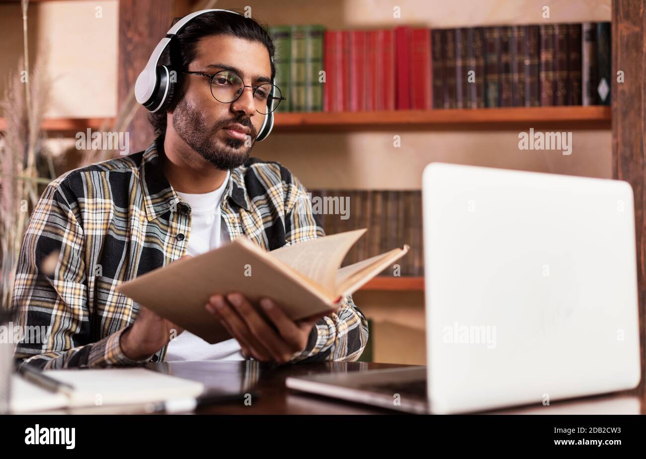 Indian Student At Laptop Learning Via Video Call At Home Stock Photo ...