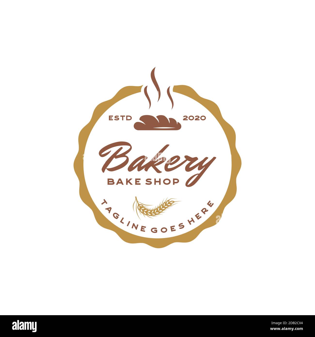 Bakery, Bake Shop Vintage Retro label Sticker Logo design Stock Vector