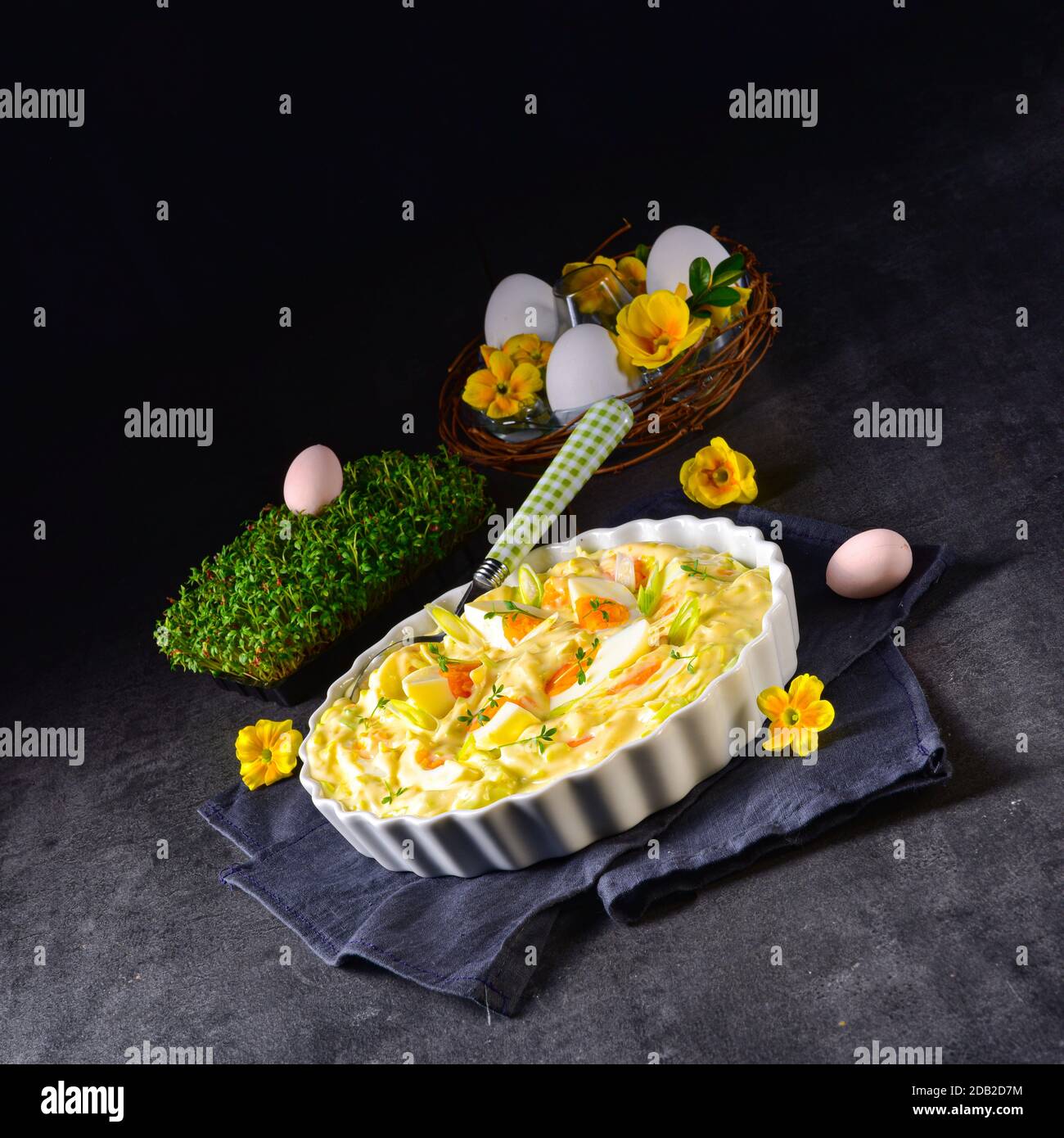 Spring egg salad chives and delicious mayonnaise Stock Photo Alamy