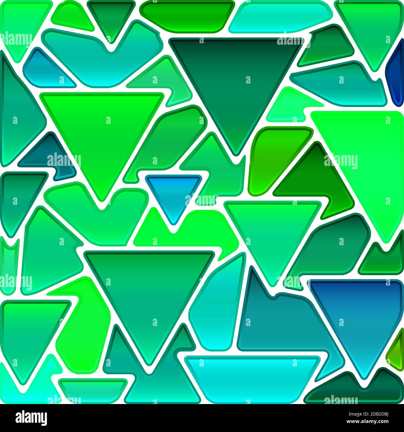 abstract stained-glass mosaic background - green and blue triangles ...