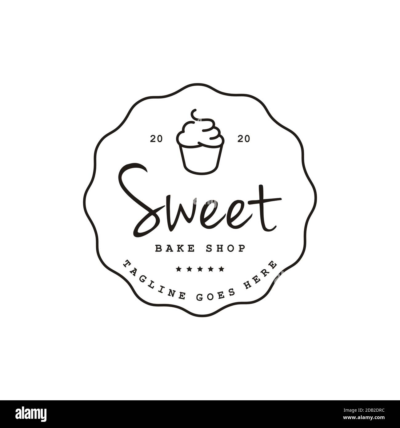 Minimalist Cupcake Bakery stamp badge Logo design Stock Vector