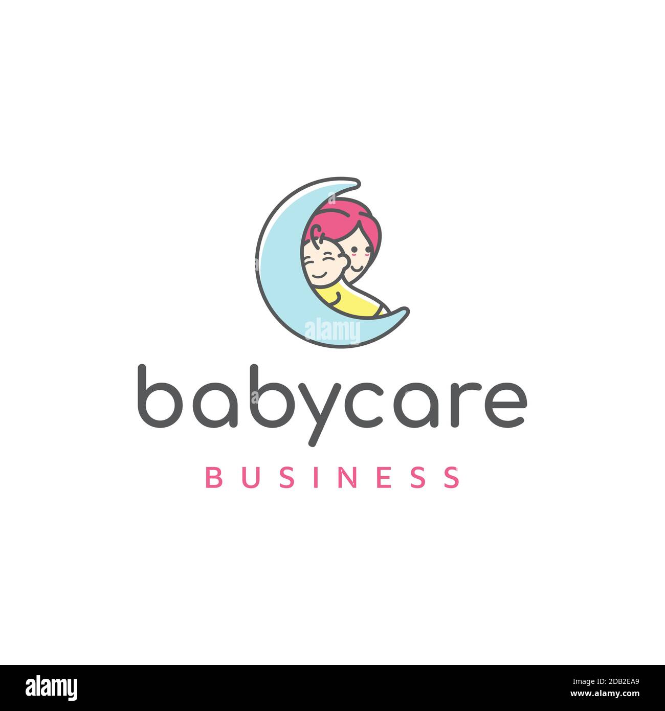 Mom and baby with moon, Motherhood and Childbearing Logo Design Stock Vector