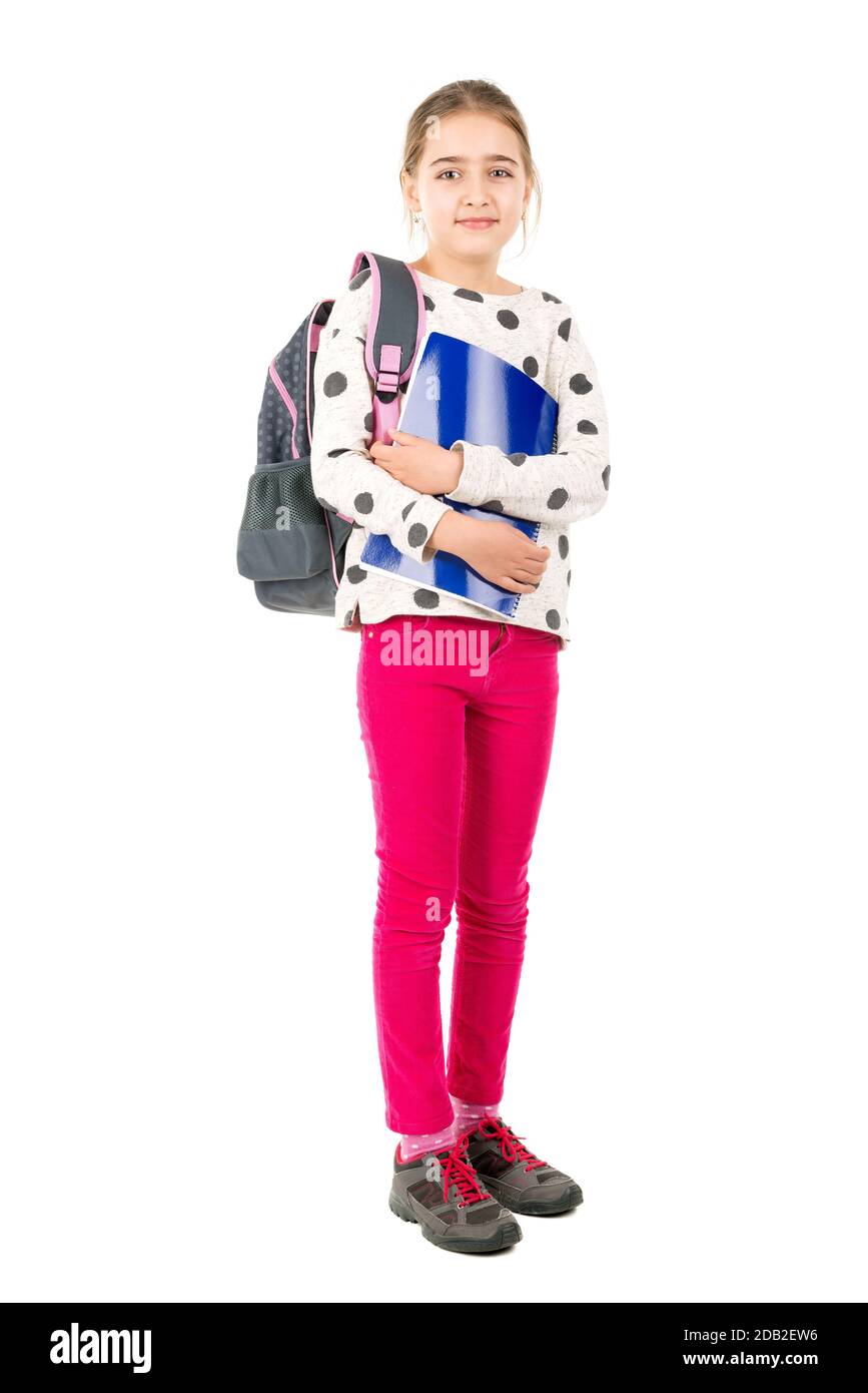 Young girl student posing isolated in white Stock Photo - Alamy