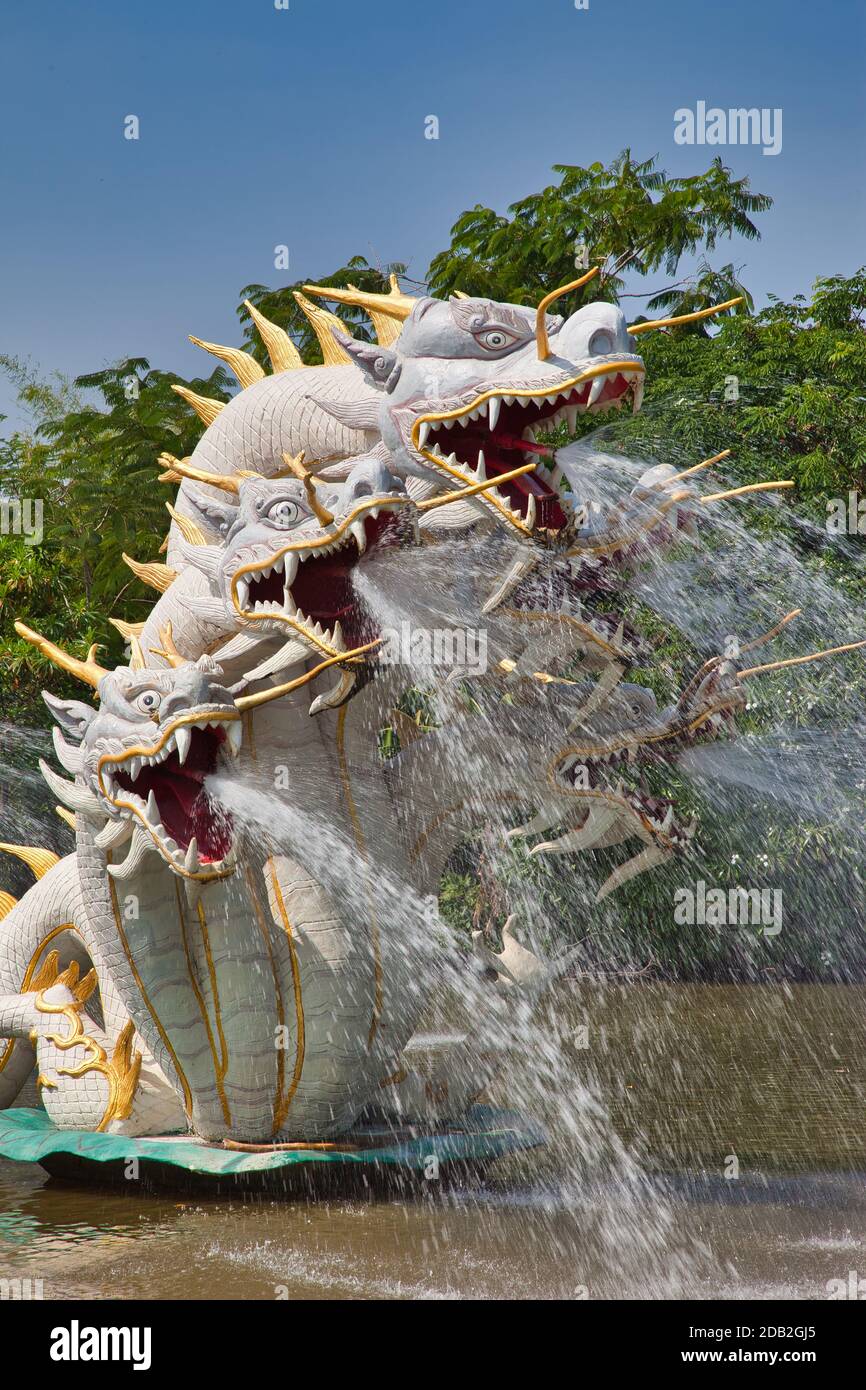 A Beautiful Water Fountain In The Form Of Dragon Heads In Thailand a-beautiful-water-fountain-in-the-form-of-dragon-heads-in-thailand