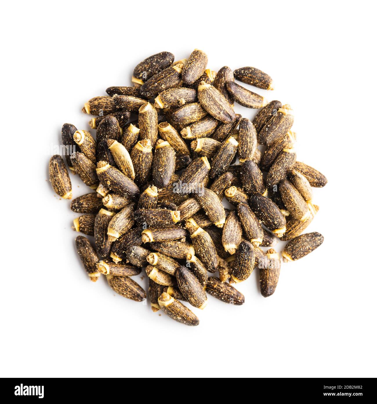 Milk thistle seeds isolated on white background. Stock Photo