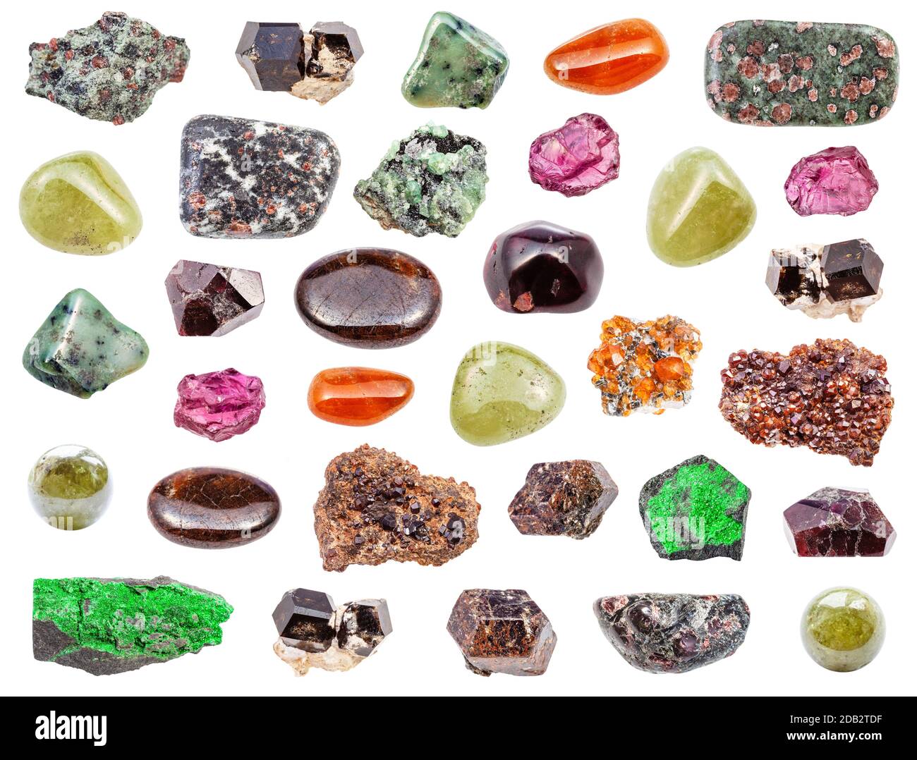 set of various Garnet gemstones isolated on white background Stock Photo - Alamy