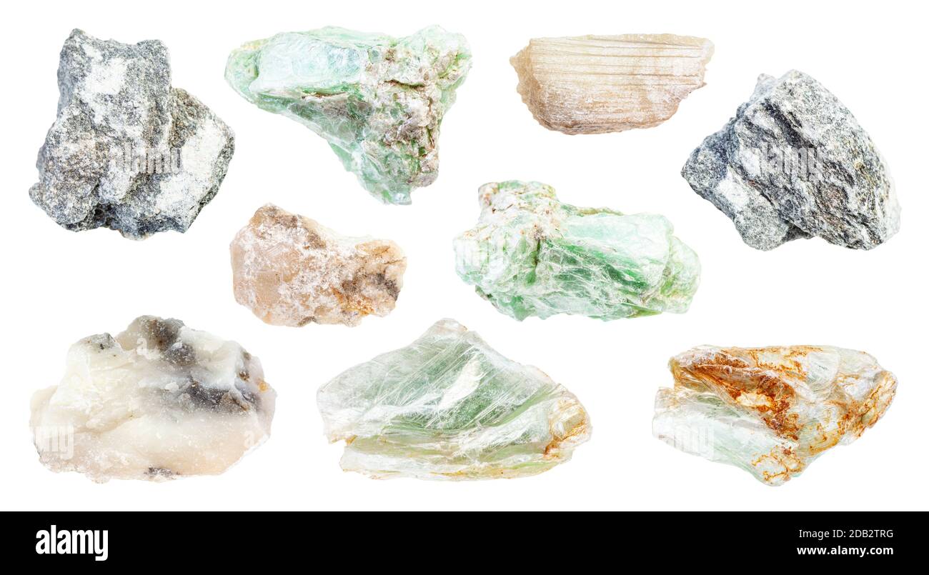 set of various Soapstone (Talc) rocks isolated on white background Stock Photo Alamy