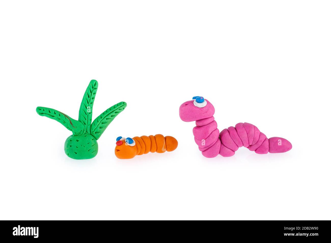Worm and Earthworm from plasticine Stock Photo