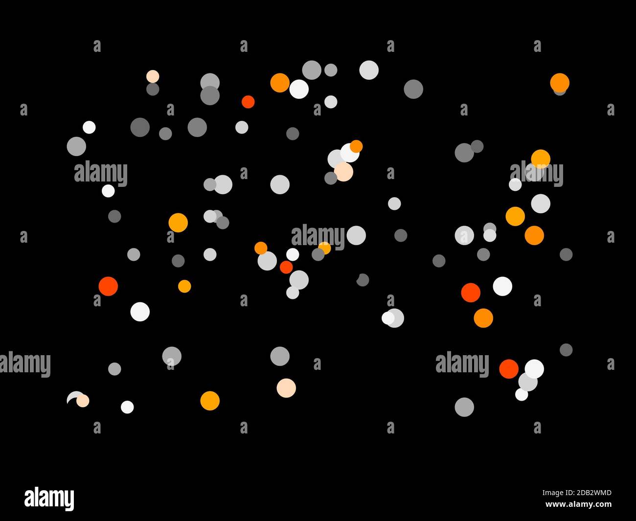 Abstract minimalist grey orange illustration with circles and black ...