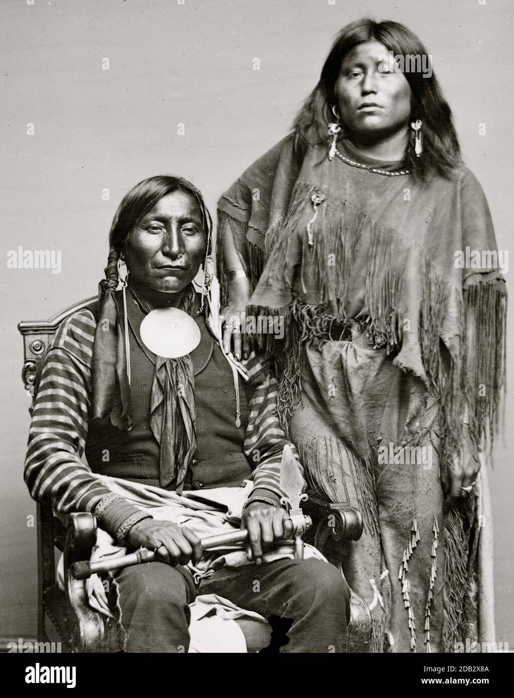 Lone Wolf and his wife Etla, Kiowa Indians. Stock Photo