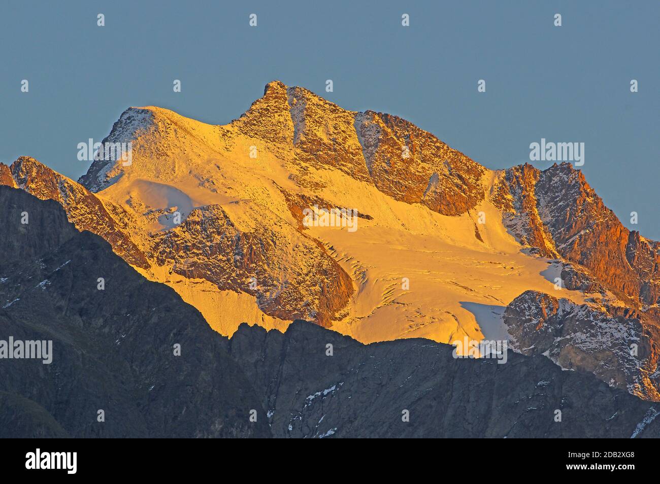 The Hohe Geige (3393 m) in the Pitztal in evening light. yrol, Austria Stock Photo