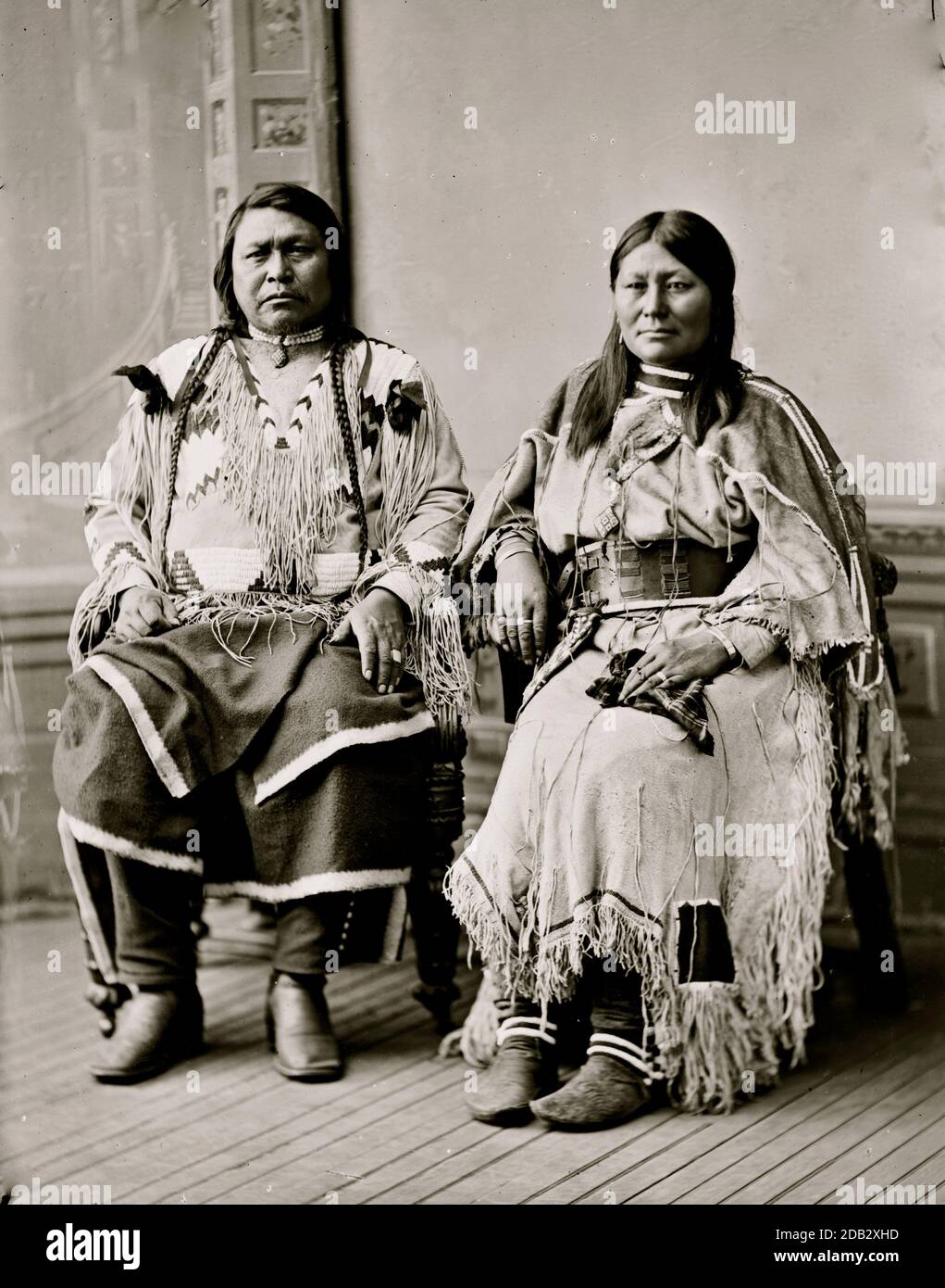 Indian Group. Chief Ouray & Chipeta (Ute Tribe). Stock Photo