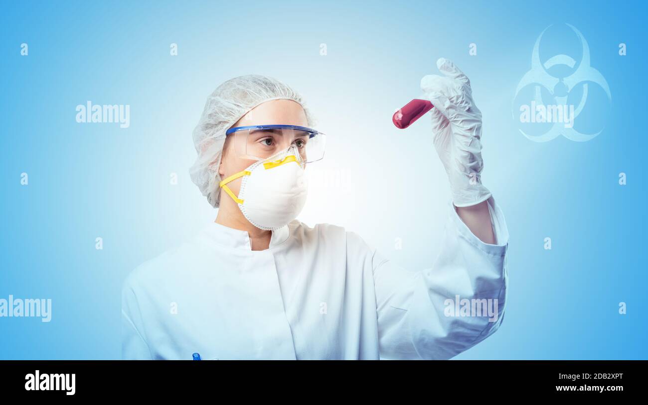 a concept image about the biological hazard of viruses and analyses Stock Photo