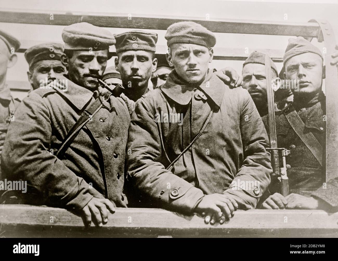 U.S. soldiers & German prisoners. Stock Photo