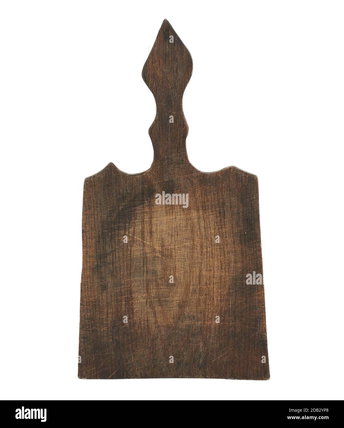 very old brown wooden carved kitchen cutting board with handle ...