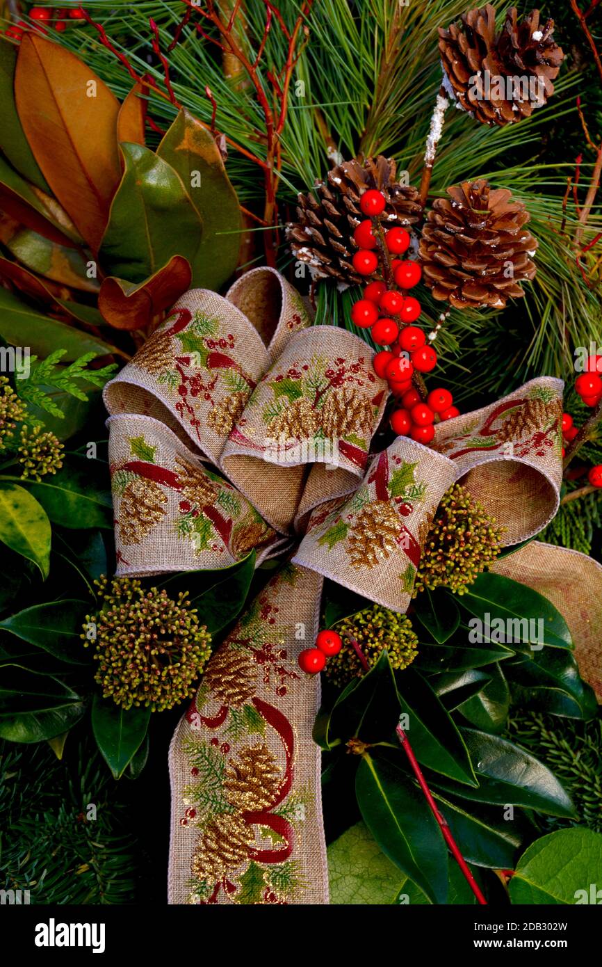 Christmas ribbon decoration Stock Photo Alamy