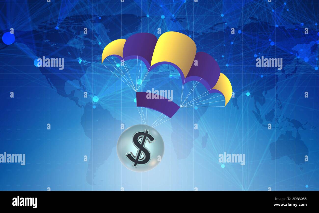 The Concept With Dollar In Golden Parachute Illustration Stock Photo