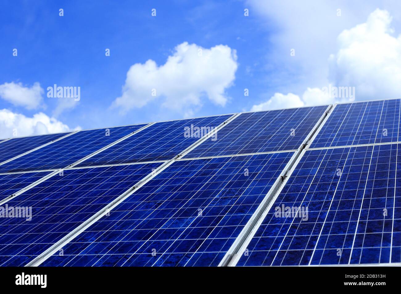 solar modules for energy with blue sky background Stock Photo