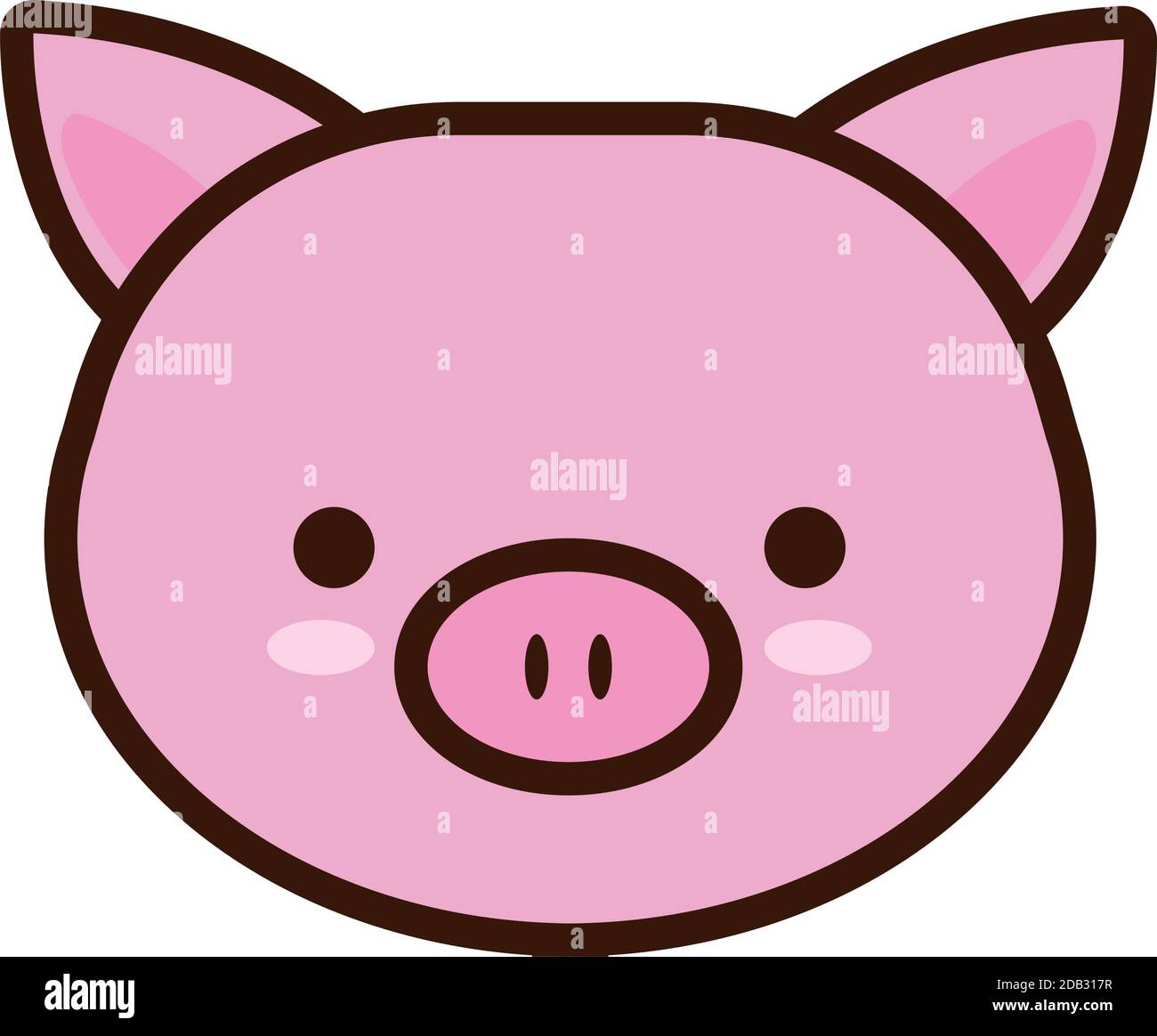 Cute kawaii head pig mascot cartoon logo design icon illustration