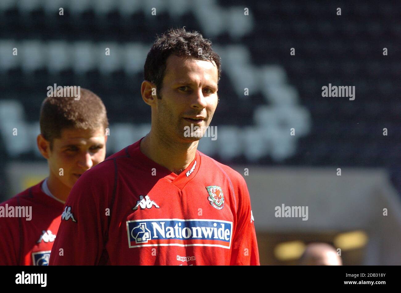 Ryan Giggs training with the Wales football squad at the Liberty Stadium in Swansea, UK in August 2005 Stock Photo