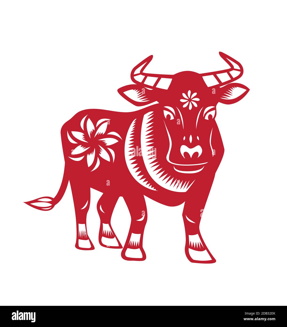 chinene zodiac ox animal red horoscope astrology illustration Stock Photo -  Alamy