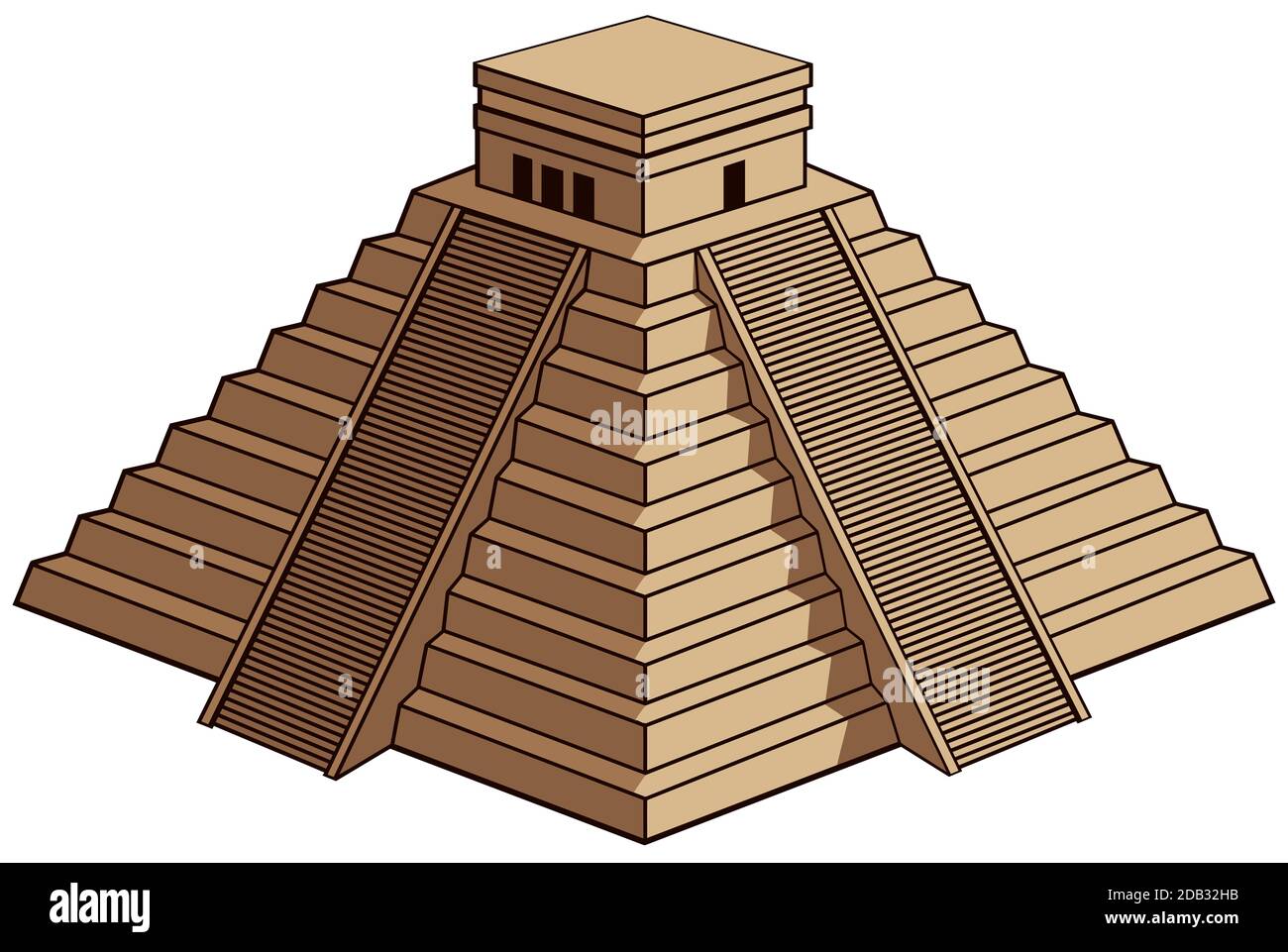 chichen itza mayan temple pyramid mexico ruin illustration Stock Photo