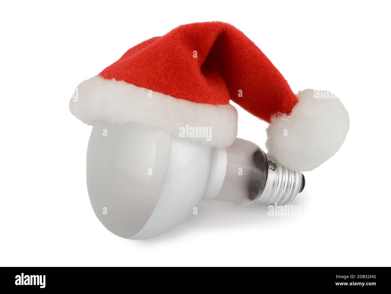 hat santa in light bulb isolated on white background Stock Photo Alamy