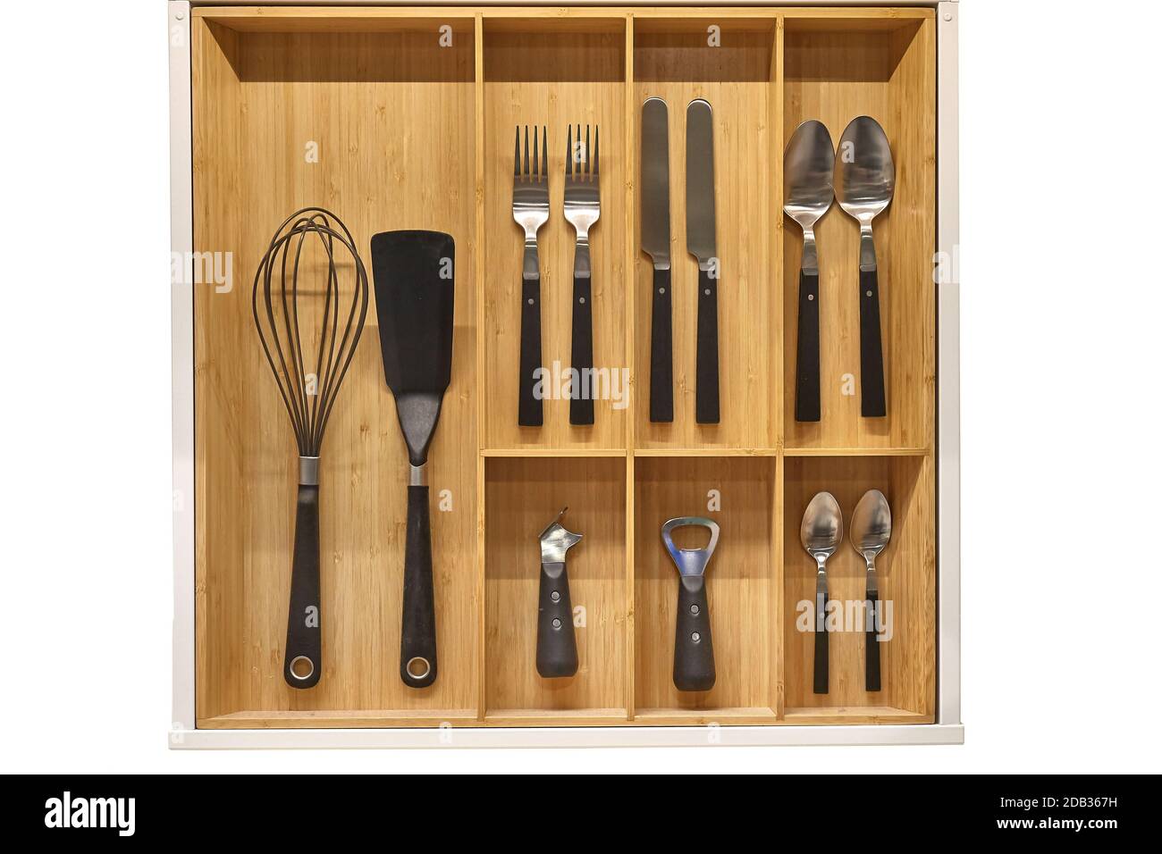 Kitchen utensil cutlery drawer organizer tray with simple set of tools