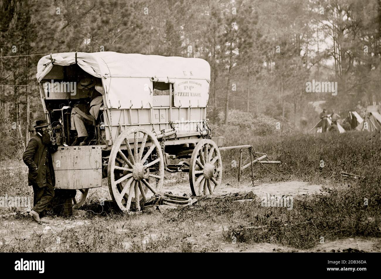 Petersburg, Va. U.S. Military Telegraph battery wagon, Army of the Potomac headquarters. Stock Photo