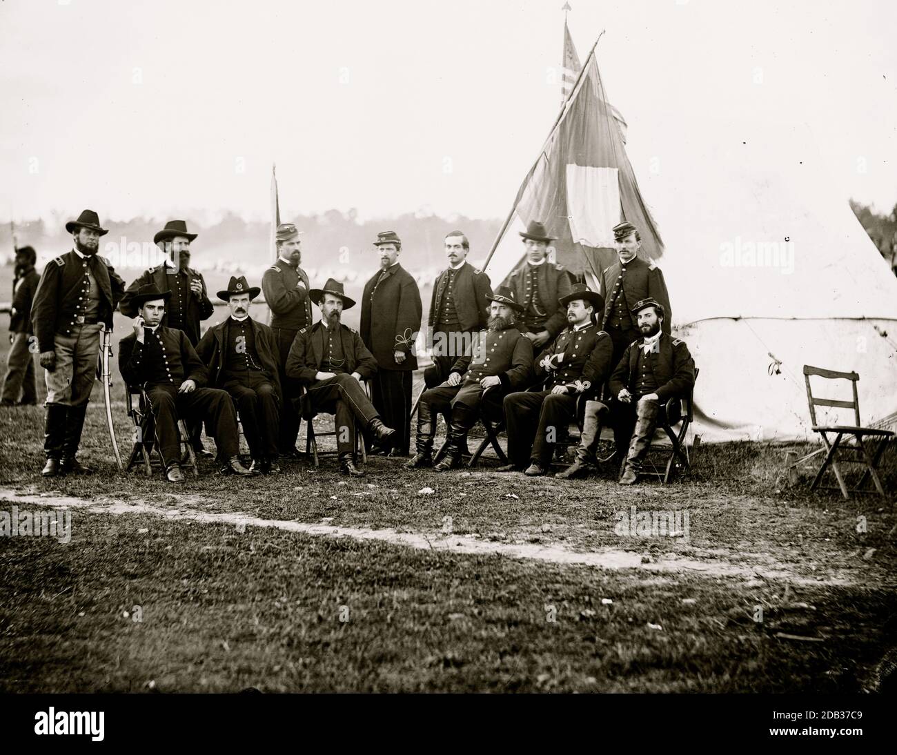 Culpeper, Va. Brig. Gen. Henry Prince of the 2d Division, 3d Corps, and staff. Stock Photo