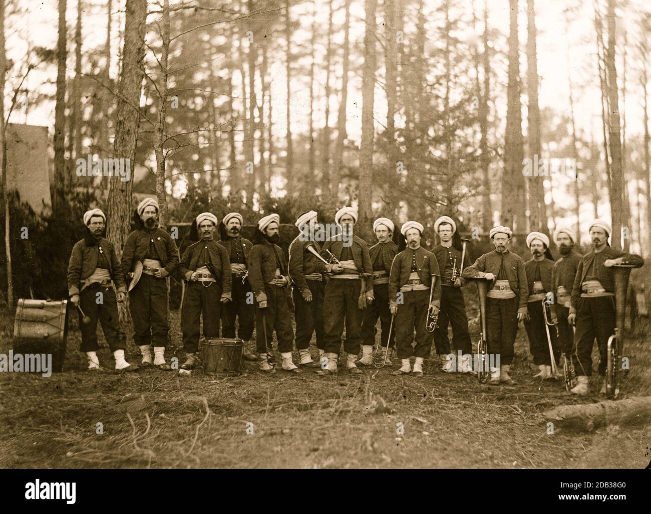 Brandy Station, Va. Band of the 114th Pennsylvania Infantry (Zouaves). Stock Photo