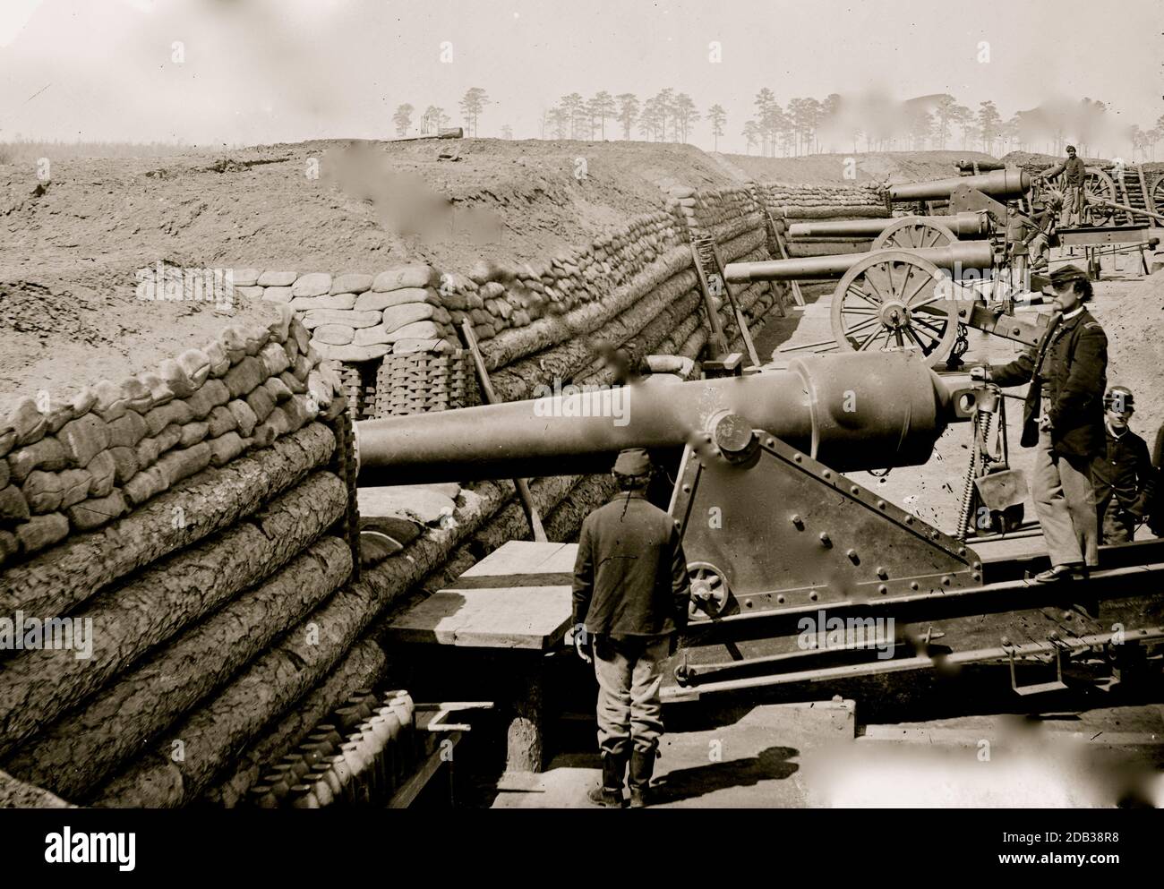 Fort Brady, Va. Battery of Parrott guns manned by Company C, 1st Connecticut Heavy Artillery. Stock Photo