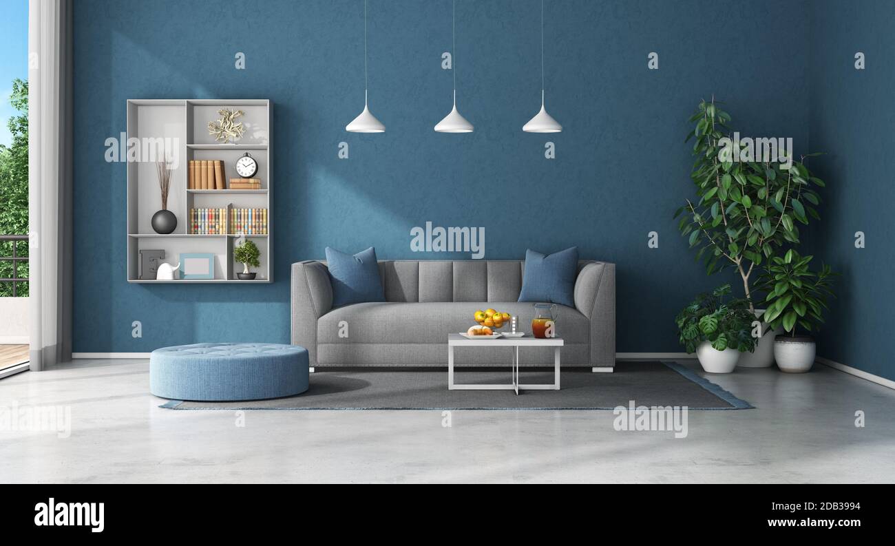 Royal blue wall living room hi res stock photography and images