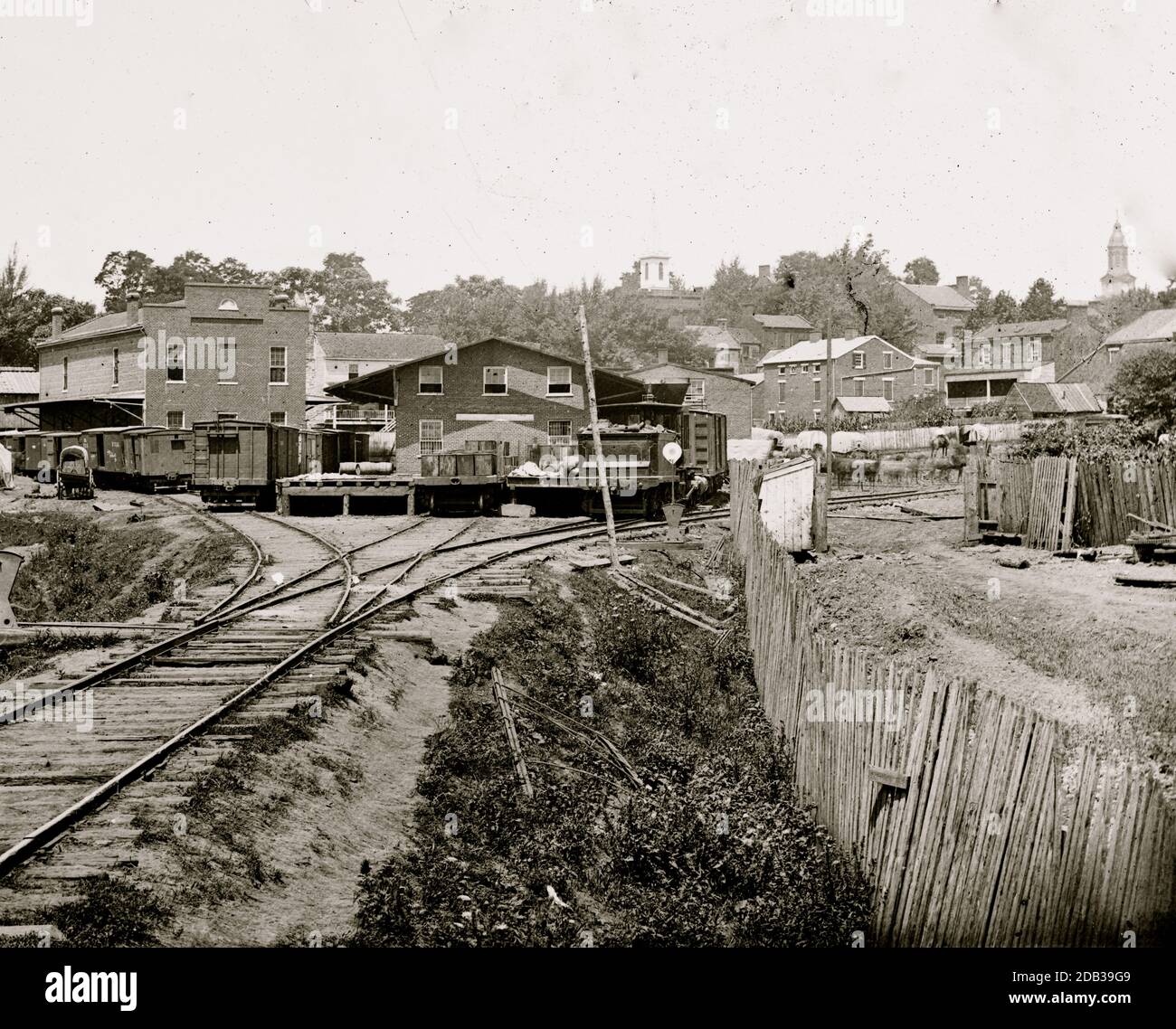 US American Civil War Atlanta Georgia Rail Yard Trains Wagons 11x8 Inch Photo 