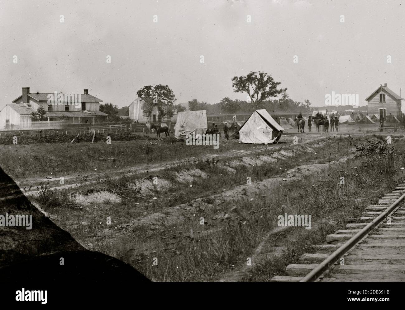 Rappahannock Station, Va. Federal encampment near railroad Stock Photo
