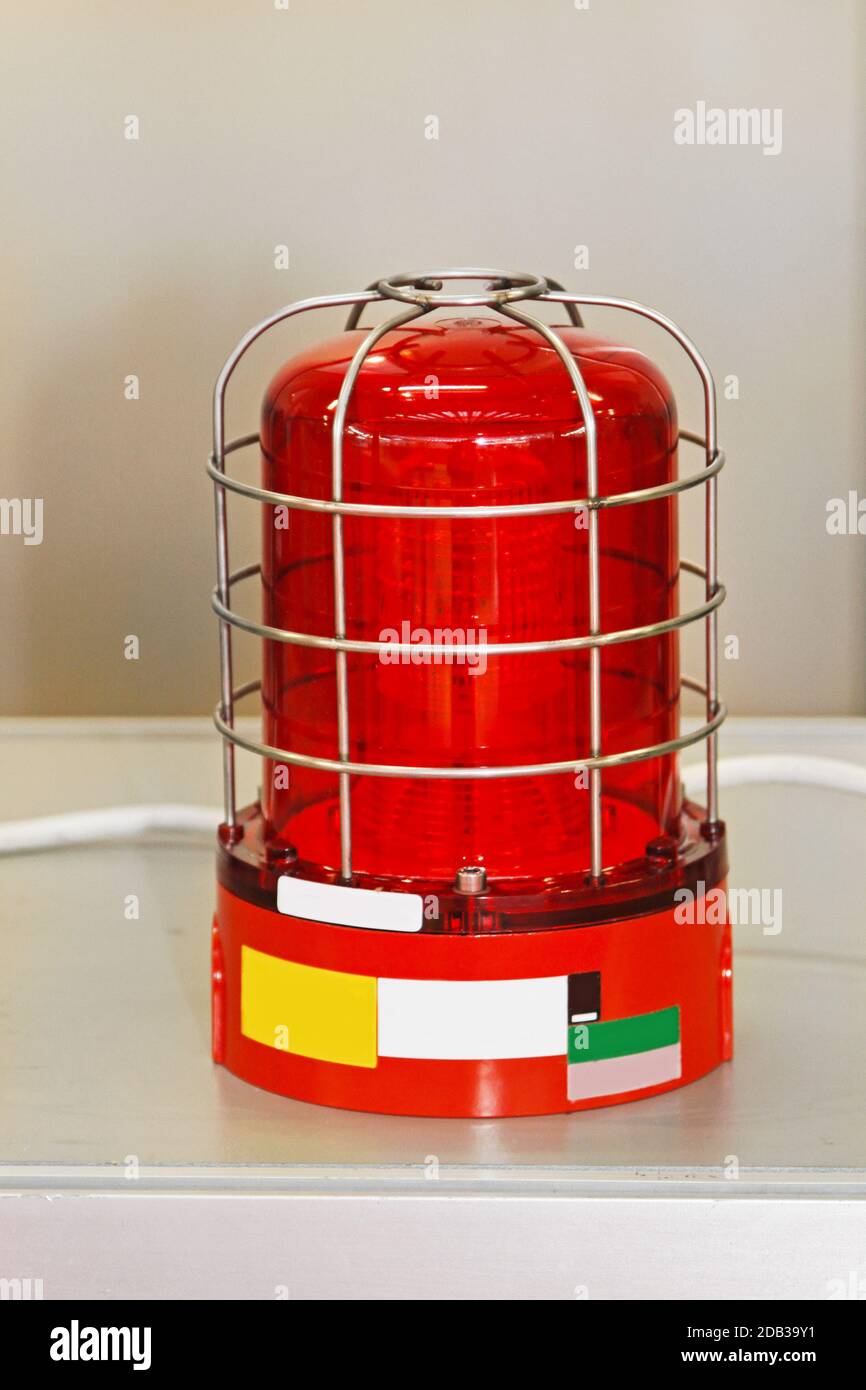 Red Strobe Hazard Light With Protection Stock Photo Alamy