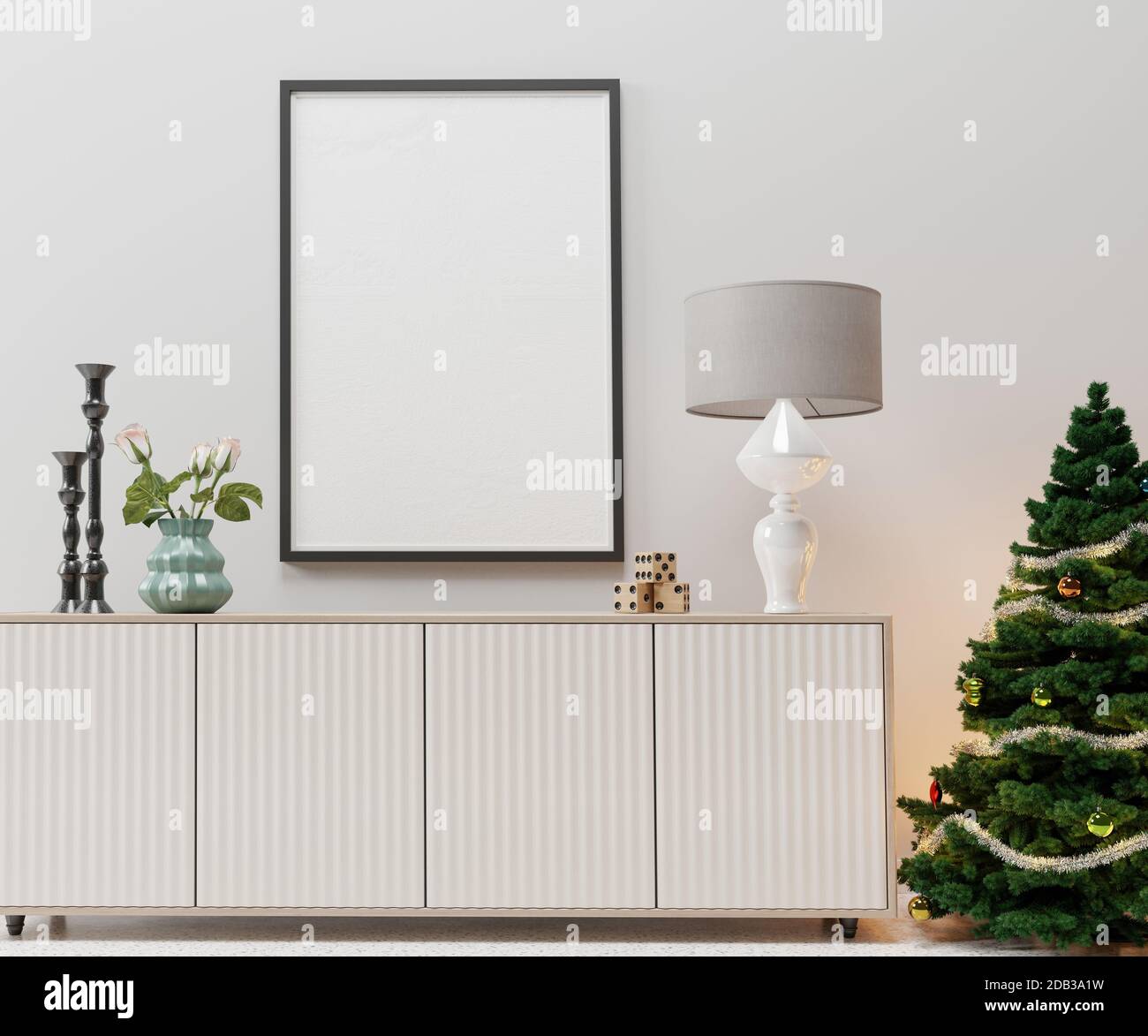 Living Room Christmas interior in Scandinavian style.3d render Stock ...