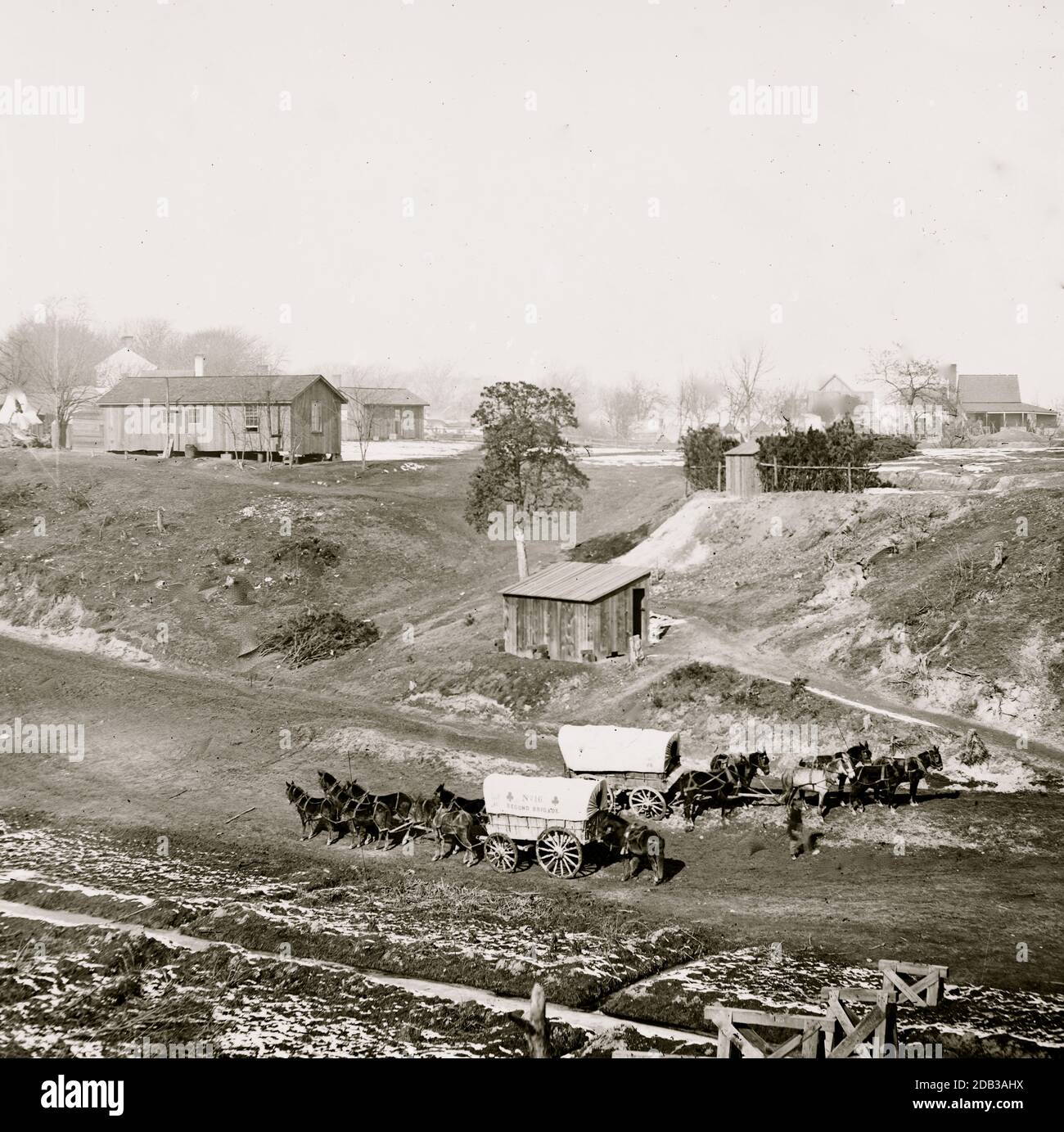 City Point, Virginia. Supply wagons of 2d Brigade, 2d Corps. Stock Photo