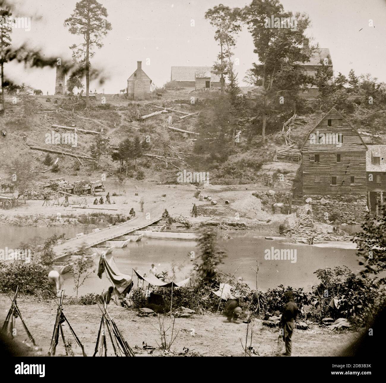 Jericho Mills, Va. View of the Mills and the pontoon bridge from the