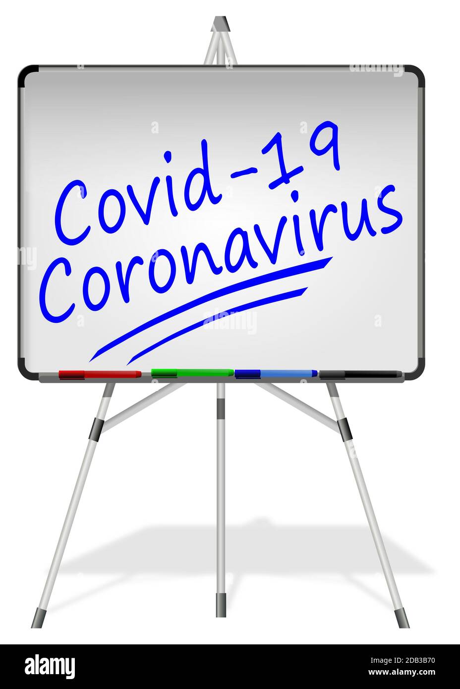 Whiteboard with Coronavirus - Covid-19 - 3D illustration Stock Photo