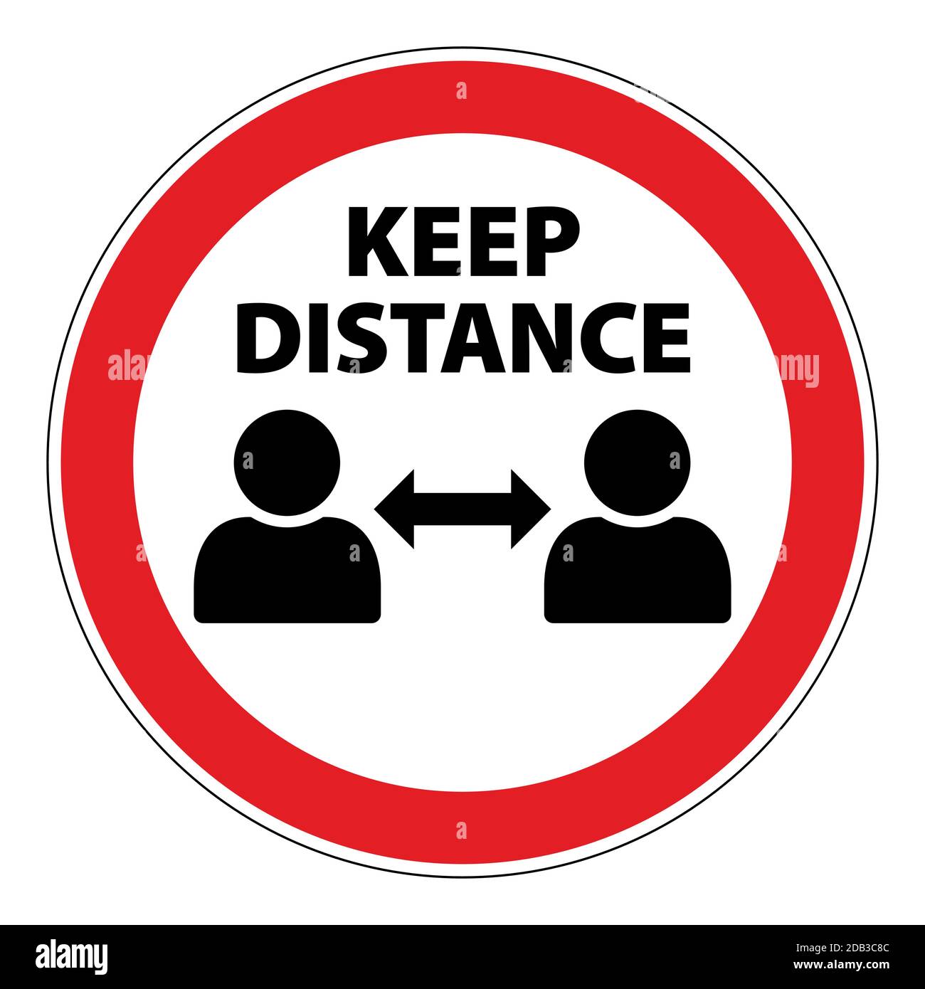 Keep distance sign with round shape and red frame vector illustration Stock Vector
