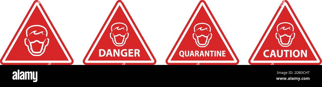 Respiratory protection quarantine caution and warning red sign with triangular shape Stock Vector