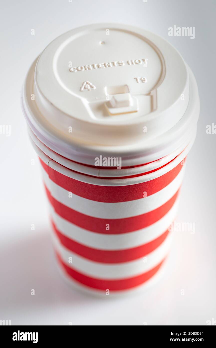 RedStriped Recyclable Coffee Cup FOODPIX Stock Photo Alamy
