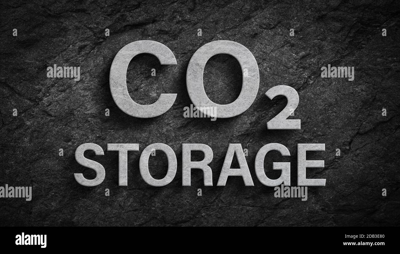 Co2 storage text as 3d symbol. Carbon dioxide naturally storaged in coal theme Stock Photo
