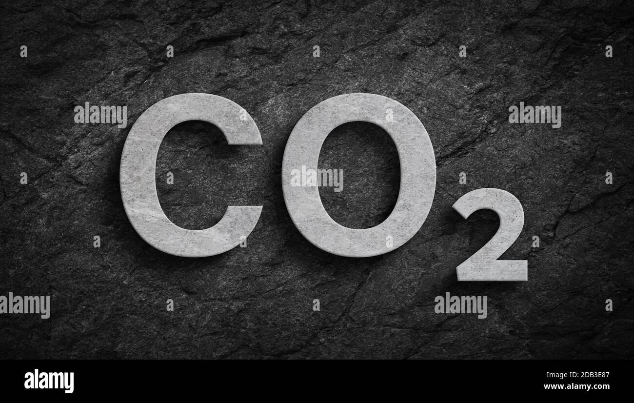 Co2 text as 3d symbol. Carbon dioxide naturally storaged in coal theme Stock Photo