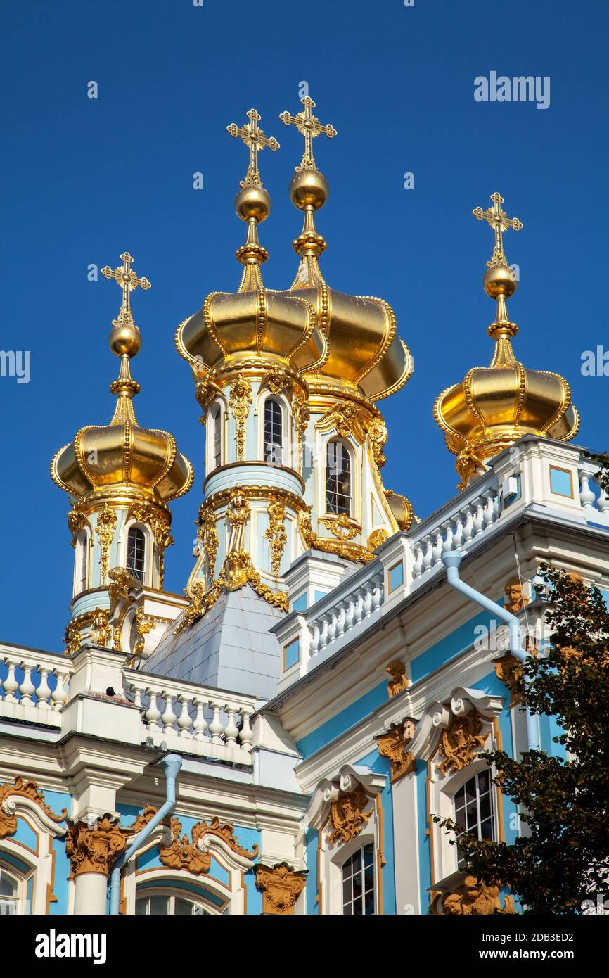 Imperial Court Church of the Resurrection in the Great (Catherine) Palace of Tsarskoe Selo, Pushkin, Russia. Stock Photo