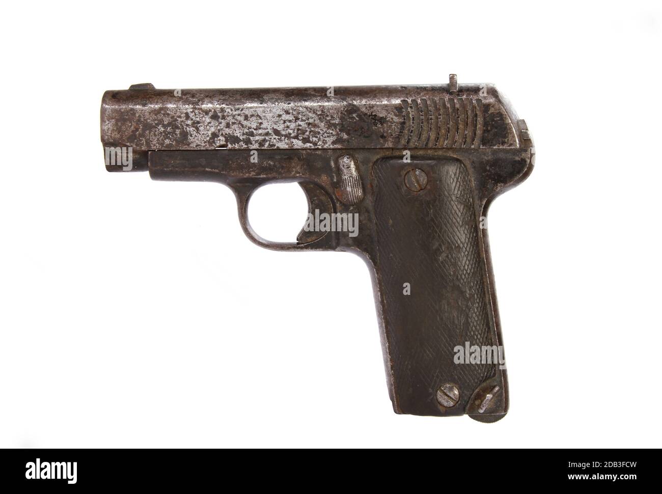 An antique pistol on a white background Stock Photo - Alamy