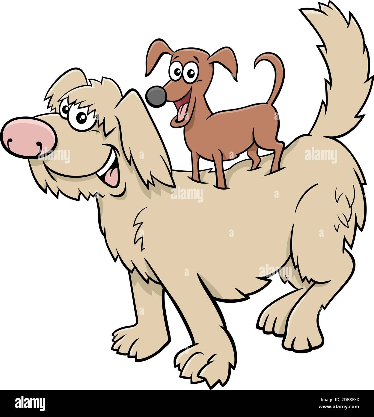 Cartoon illustration of funny little dog on big one comic characters Stock  Vector Image & Art - Alamy